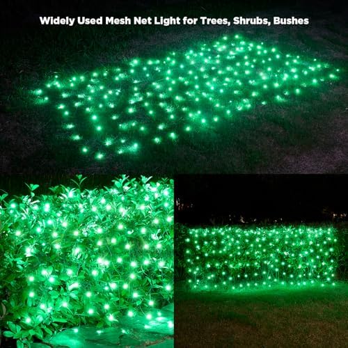 Led Net Lights Christmas Lights Outdoor 200Leds 9ft x 6ft Upgraded Green Christmas Net Lighting, Waterproof 5mm LED Wide Angle Outdoor Indoor Mesh Net Light for Trees, Bushes, Shrubs Decorations - Image 2