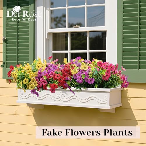 Der Rose 12 Bundles Artificial Flowers for Outdoors Fake Flowers Plants Spring Summer Decoration UV Resistant for Outside Home Porch Patio Garden Decor - Image 4