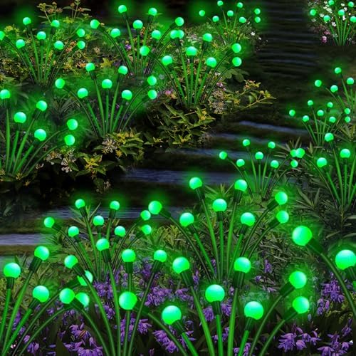 Kohlrabi Solar St Patricks Day Lights Outdoor, 4 Pack 32 LED Solar Green Firefly Lights Waterproof, Starburst Wind Swaying Light for Outside Yard Patio Planter Flower Bed Walkway Christmas Decoration - Image 6