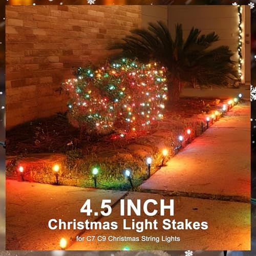100 Pack Christmas Light Stakes, 4.5 Inch Lighting Stakes for C7 C9 Christmas Lights Outdoor, Yard Stakes,Garden,Lawn,Pathway, Patio, Path, Walkway, Christmas Decoration Green - Image 5
