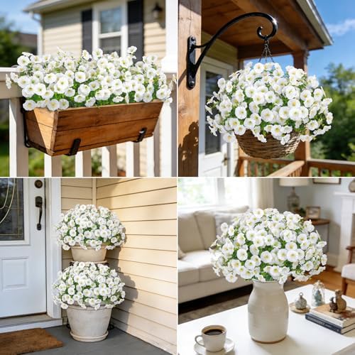 24 Bundles Artificial Morning Glory Flowers for Outdoors, White - Image 6