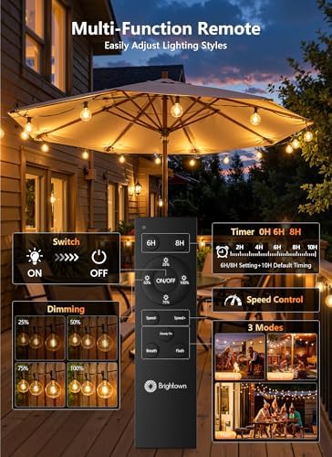 37Ft Outdoor String Lights with Remote, Dimmable G40 LED Bulbs, Waterproof - Image 4
