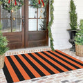 KILOCOCO 4x6 ft Halloween Striped Woven Orange Rugs Fall Front Door Rug by Kilococo
