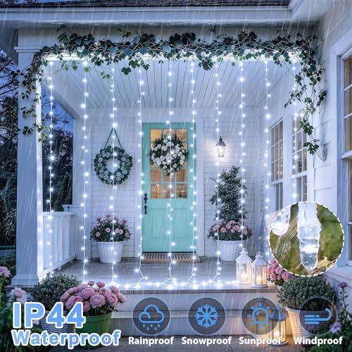 JMEXSUSS 900LED Curtain Lights, White Christmas Lights, 9.5x29.5ft - Image 3