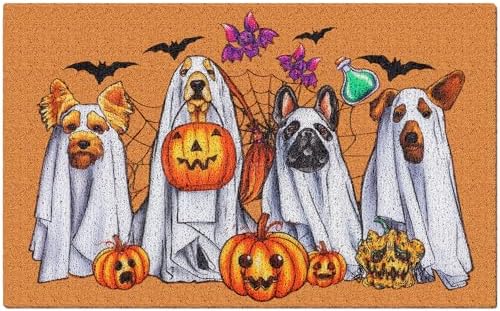 Drydiet Halloween Ghost Dog Doormat, Horrors House Coir Front Door Mat by Drydiet