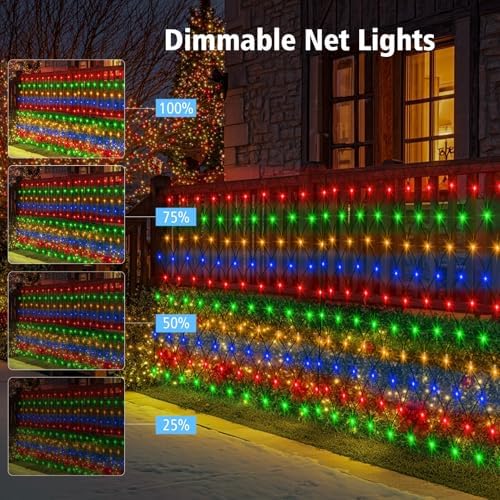 echosari Net Lights Battery Powered, 6.6 x 9.8Ft 200 LED Net Bush Lights - Image 3