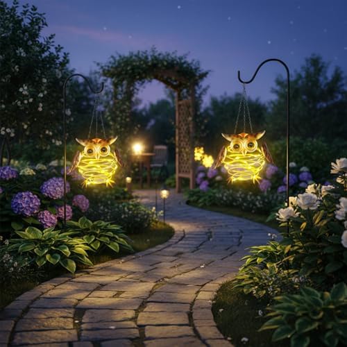 2 Pack Owl Solar Hanging Lights-Birthday Gifts for Women Mom Grandma - Image 4
