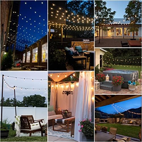 200FT Outdoor Edison String Lights for Outside LED Waterproof 2200K Patio Lights with 104 ST38 Shatterproof Plastic Bulbs Soft Warm Bistro Lights Outdoor Connectable for Gazebo Pergola 2Pack x 100FT - Image 6