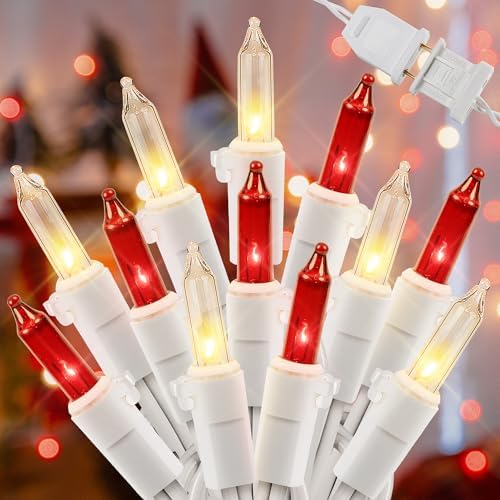 Hopolon 13FT 50 Red Clear Christmas Incandescent Mini String Lights 2 Pack by Hopolon