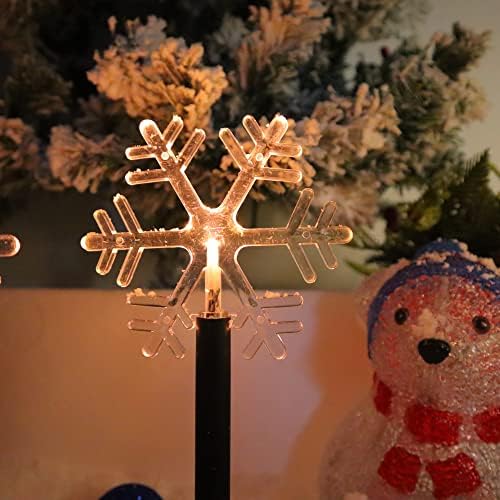 5 Pack Christmas Snowflake Pathway Lights Battery Operated with Timer 6.3 Ft Total Outdoor Waterproof Landscape Lights Christmas Decorations for Pathway Garden Walkway Yard Lawn Patio (Warm White) - Image 3