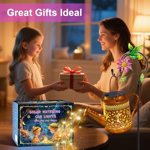 Solar Lights Outdoor Waterproof, Hummingbird Solar Watering Can with Lights - Image 4