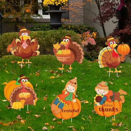 Thanksgiving Yard Outdoor Decorations Fall Pumpkin Turkey Signs - Image 4