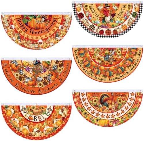 6 Pcs Fall Bunting Fan Flag Outdoor Thanksgiving Party Decoration by Windkream