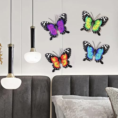 Metal Butterfly Wall Decor-4 Pack Butterfly Hanging Wall Decor Outdoor Fence Wall Art Decor for Indoor or Outdoor, Yard Patio Fence Garden Decorations - Image 7
