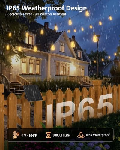 Brightown 37FT Solar String Lights Outdoor, 10+1 Shatterproof LED Lights - Image 3