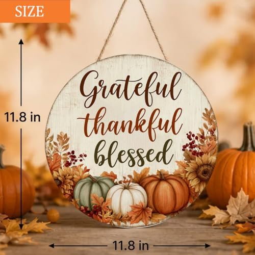 Grateful Thankful Blessed Thanksgiving Decorations Door Sign for Home - Image 5