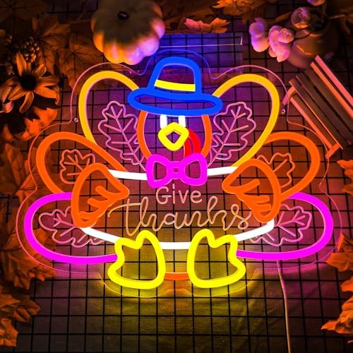 Turkey Neon Sign Thanksgiving Neon Sign Dimmable Thanksgiving Neon Light for Wall Decor Turkey Neon Light for Home Party Holiday Gift - Image 2