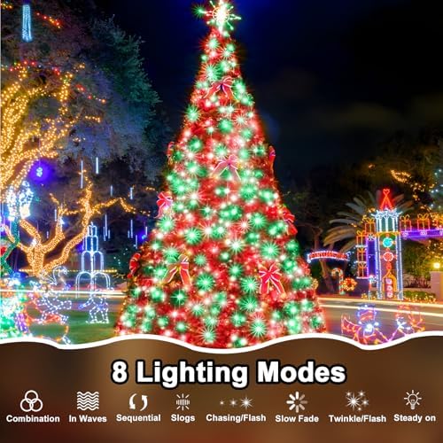 393 FT Christmas Lights 1000 LED Xmas Lights Outdoor Christams String Lights Waterproof 8 Modes & Timer, Fairy Lights Plug in for Weeding, Patio, Party, Holiday,Christmas Decor (Red+Green) - Image 2