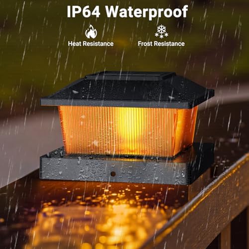 btfarm Solar Post Cap Lights Flickering Flame, Fit 4x4 3.5x3.5 Wooden/Vinyl - Image 5