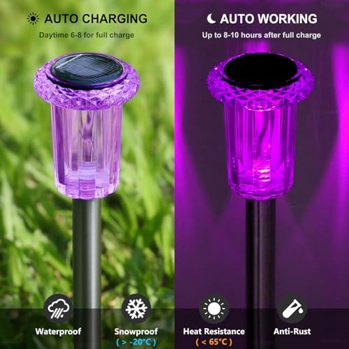 Halloween Solar Lights Outdoor 15 Pack LED Purple Pathway Lights - Image 3