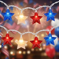 Red White Blue Stars String Lights, 8.5Ft 4th of July Decorations Lights with 10 Red White Blue Lights, Plug in Stars String Lights Outdoor for Independence Day Memorial Patriotic Party Gift Decor by Doratale