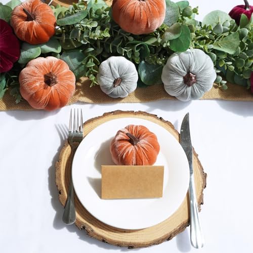 Winlyn 16 Pcs Assorted Fall Artificial Velvet Pumpkins Small Decorative Fabric Rustic Foam Pumpkins in Burgundy Bronze Gray White for Autumn Wedding Halloween Thanksgiving Table Centerpiece - Image 4