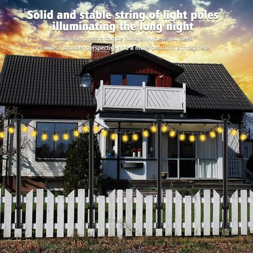 8 Pack String Light Poles,5Ft Metal Poles for Outdoor String Lights,Outdoor Light Poles with Post,Poles/Stand for Outside,Patio,Deck,Backyard,Garden Wedding,Party - Image 4
