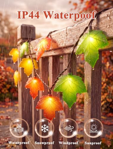 Fall Decor String Lights, 12FT 20 LED Thanksgiving Leaf Lights Plug in - Image 5