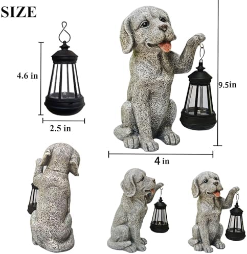 Dog Statue Garden with Solar Lantern - Ideal Gifts for Outdoor Patio, Figurine for Dogs – Gift for Mom, Grandma, Dog Lovers,Birthdays Housewarming Present - Image 4