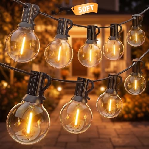 50FT Outdoor String Lights - Shatterproof G40 LED Bulbs, Waterproof Connectable Patio String Lights for Outside Backyard, Wedding & Bistro Party Decor, Warm White by Kivonfa