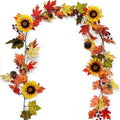 Fall Maple Garland, 6.2FT/Piece Sunflower Berries Pumpkin, Pumpkin Garland, Autumn Garland for Halloween Thanksgiving Wedding Fireplace Party Door Frame Doorway Backdrop Decor by OrgMemory
