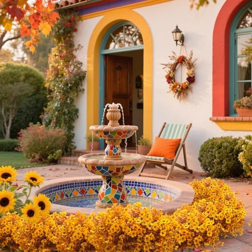 Grunyia 16 Bundles Artificial Fall Mums Outdoor UV Resistant, Fake Silk Plants No Fade Faux Greenery for Garden Porch Patio - Autumn Thanksgiving Christmas Home Decor (Fall Yellow) - Image 5