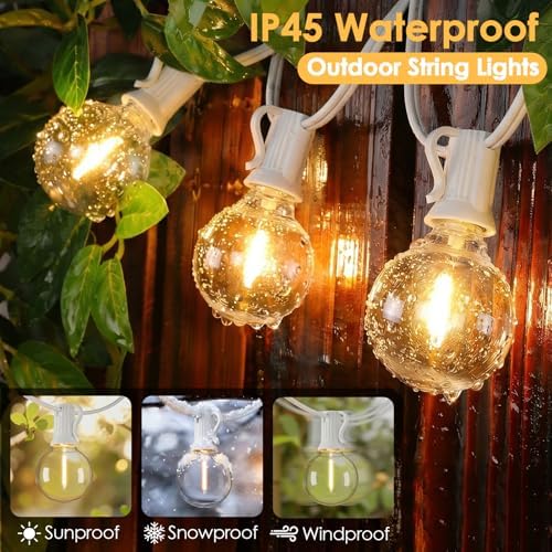 Mlambert 2 Pack 25FT G40 LED Outdoor String Lights with 10+1 Bulbs, White - Image 3