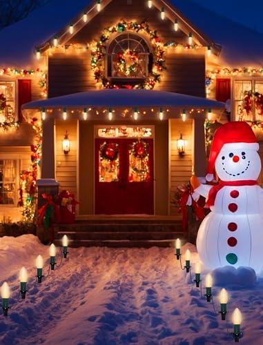 GOOTHY C9 Christmas Pathway Lights Outdoor 38Ft Connectable C9 LED Christmas String Lights with 25 LED Warm White Stakes Lights for Walkway Outdoor Yard Driveway Lawn Decorations - Image 7