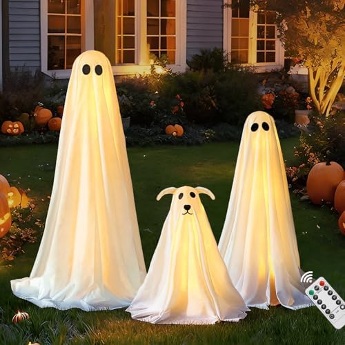 Halloween Decorations Outdoor - 3 Pack Lighted Spooky Ghost Decorations by Zesua