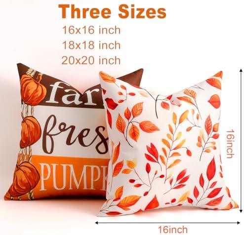 TOYPOPOR Fall Decorations for Home, Double Sided Throw Pillow Covers 16x16 Set of 4 Outdoor Indoor Fall Decor Pumpkin Fallen Leaves Autumn Thanksgiving Throw Pillow Cover for Living Room Bedroom Couch - Image 6