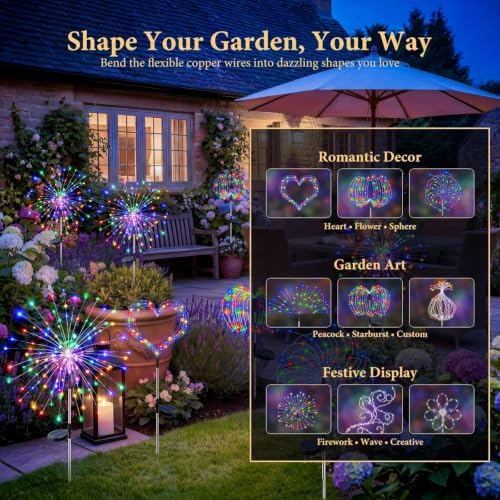 Solar Garden Lights Outdoor 8Pack,Multicolor Solar Firework Lights - Image 4