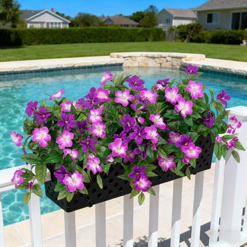 INXUGAO Artificial Hanging Faux Flowers for Outdoors Planters 2PCS Fake Flowers Silk Hibiscus Flowers for Outside Outdoor Faux Hanging Plants UV Resistant Spring Home Front Porch Decoration - Image 4