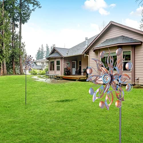 VEWOGARDEN 2PCS Metal Wind Spinners, Waterproof Wind Sculptures & Spinners Small Garden Art Outdoor Wind Spinner Kinetic Wind Spinner for Yard and Lawn - Image 6