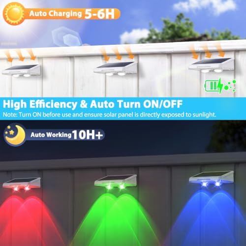 Brightever Solar Fence Lights White 12-Pack, Color Changing & 7 Fixed Color - Image 3