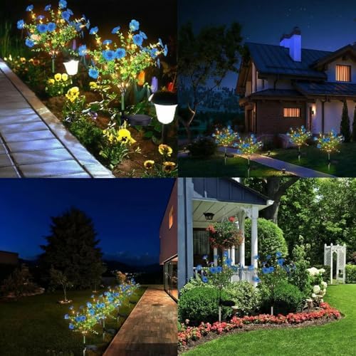 Glooglitter 2 Pack Blue Solar Flower Stake Light Outdoor Garden, Violet - Image 7