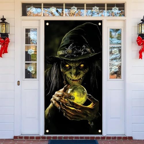 Witch Door Cover Halloween Spooky Scary Decoration 71x35 by StarlitPatio