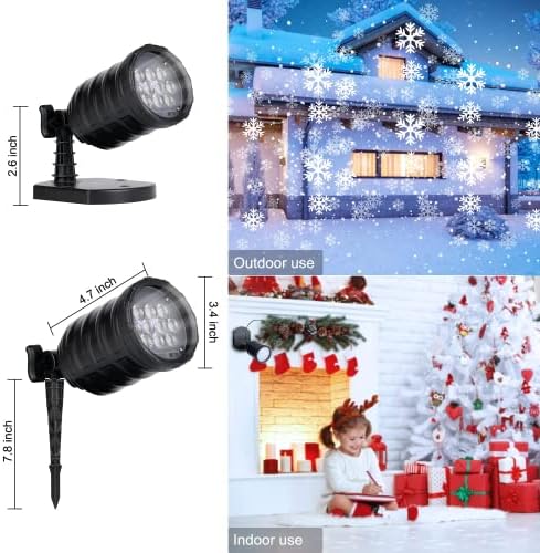 Christmas Snowflake Projector Lights - Outdoor Led Snowfall Show Lights, Waterproof Landscape Decorative Xmas Holiday Party Garden Patio Indoor Home Decoration Show - Image 3
