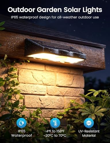 Solar Fence Lights Outdoor with Motion Sensor, 6 Pack Warm White Fence Lights Solar Powered 3 Modes IP65 Waterproof Dusk to Dawn Outdoor Lights for Patio Deck Wall Backyard Garden Decorative - Image 2