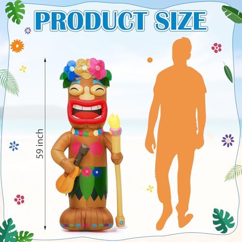 Shappy 5ft Inflatable Tiki Guitar Lighted Blowup Hawaiian Pool Party Decor - Image 2