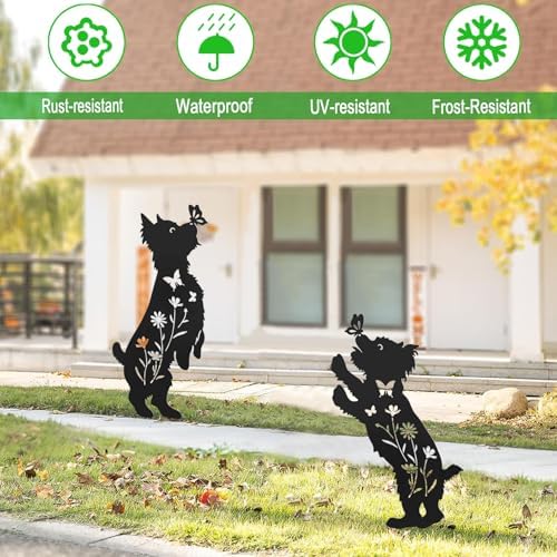 Yorkie Gifts for Women,2Pack Metal Dog Garden Stakes for Outdoor Yard Decor - Image 3