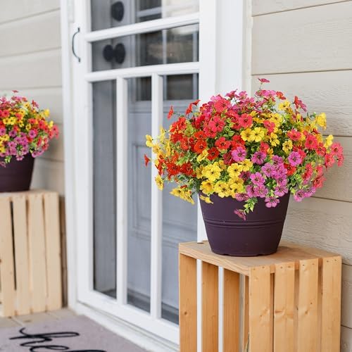 Sggvecsy Artificial Flowers for Outdoors 12 Bundles Realistic Faux Plants UV Resistant Fake Silk Daisy with Eucalyptus for Boxwood Planter Patio Porch Outside Spring Summer Decoration(Mixed 4 Color) - Image 2
