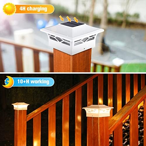 VOLISUN 8Pack Solar Post Cap Lights, 2 Color Modes Deck Lights, White - Image 3