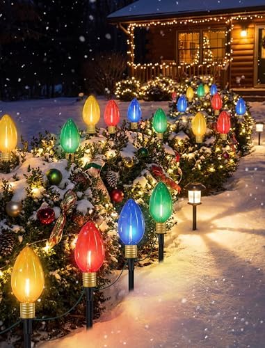 7Ft Christmas Pathway Lights Outdoor with 4 C9 LED Clear Multicolor Bulbs - Image 7