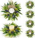 6 PCS Green Eucalyptus Olive Swag Wreaths for Pillars Spring Summer Greenery Kitchen Cabinet Wreaths Mini Green Boxwood Leaves Wreath with Ribbon for Front Door Porch Wall Window Farmhouse Decoration by Unknown
